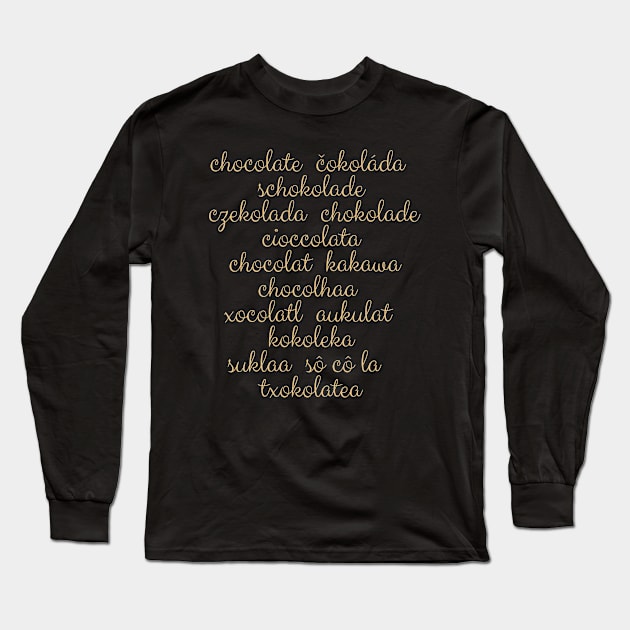 Lispe Chocolate in Many Languages Long Sleeve T-Shirt by Lispe